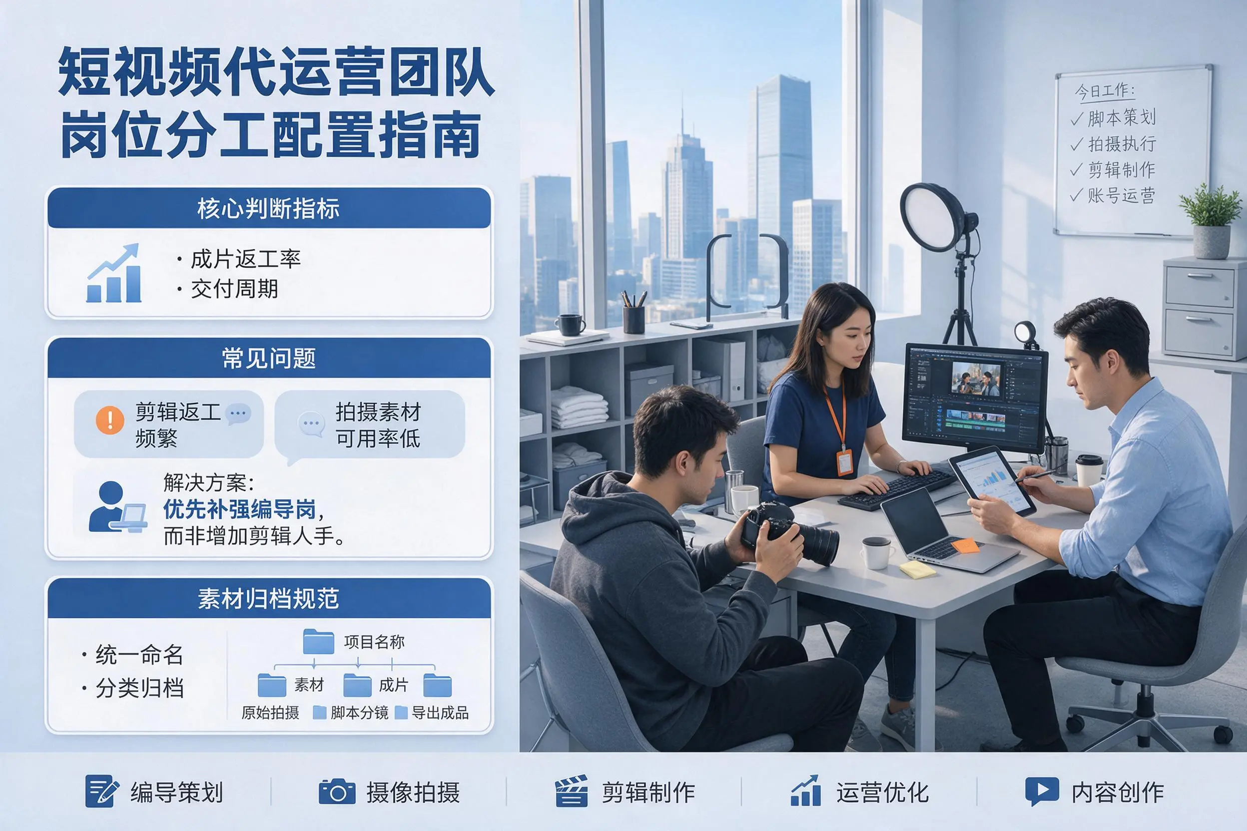 短视频代运营团队如何配置？青岛企业岗位分工科普说明