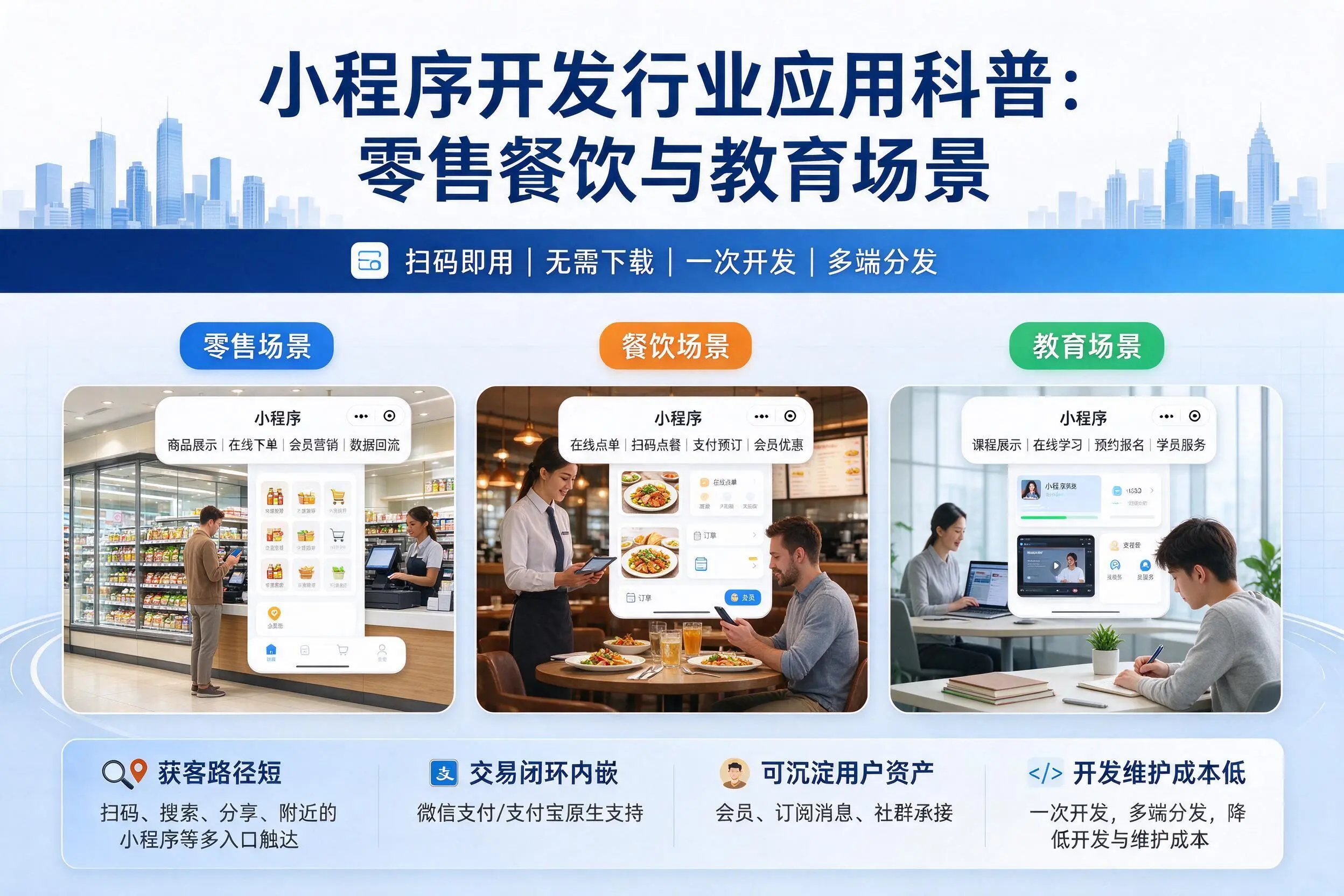 青岛小程序开发行业应用科普:零售餐饮与教育场景