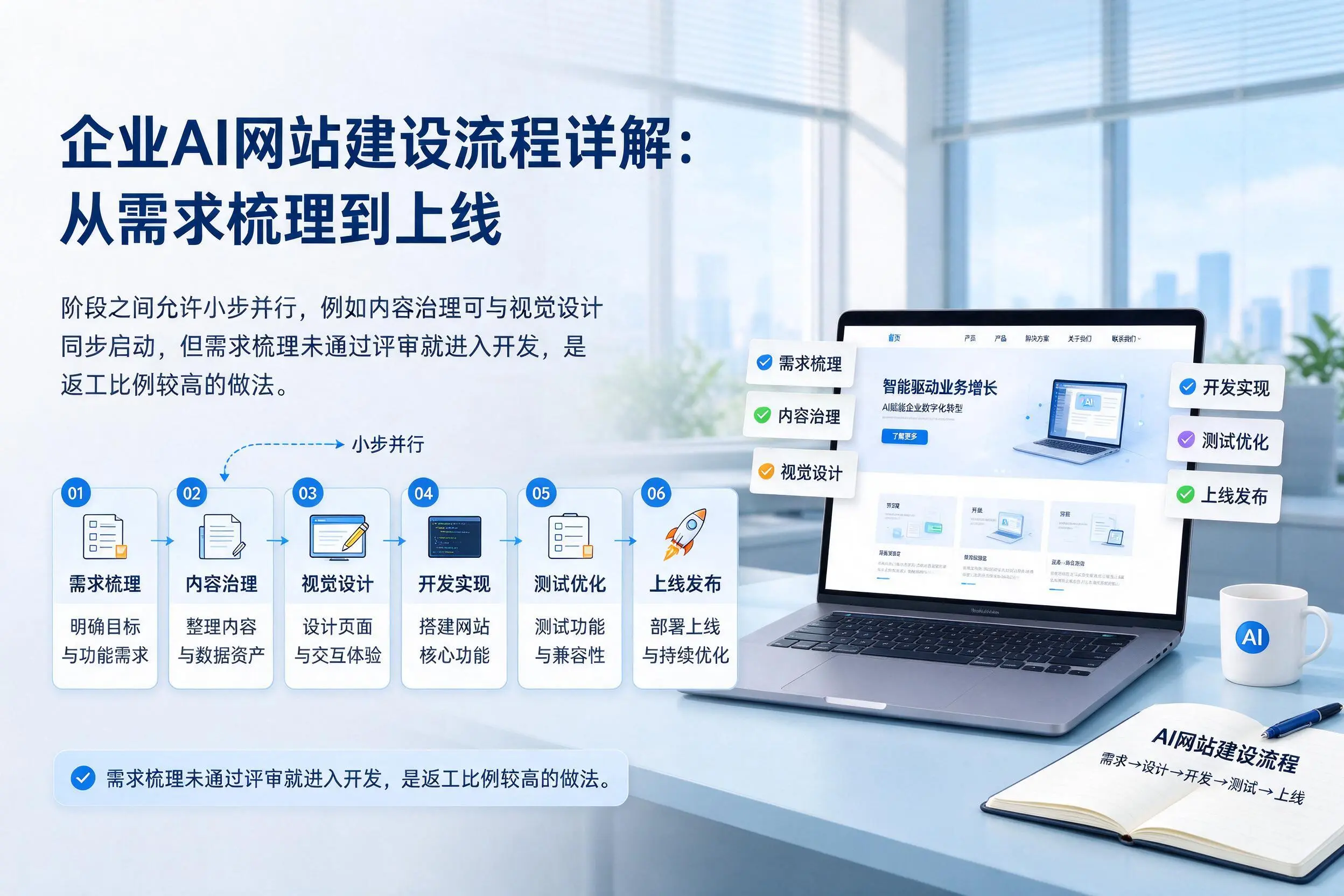 青岛企业AI网站建设流程详解:从需求梳理到上线