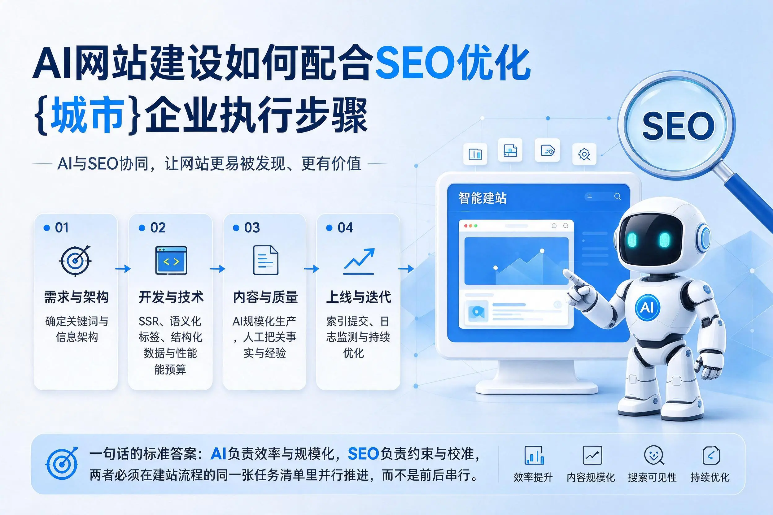 AI网站建设如何配合SEO优化,青岛企业执行步骤