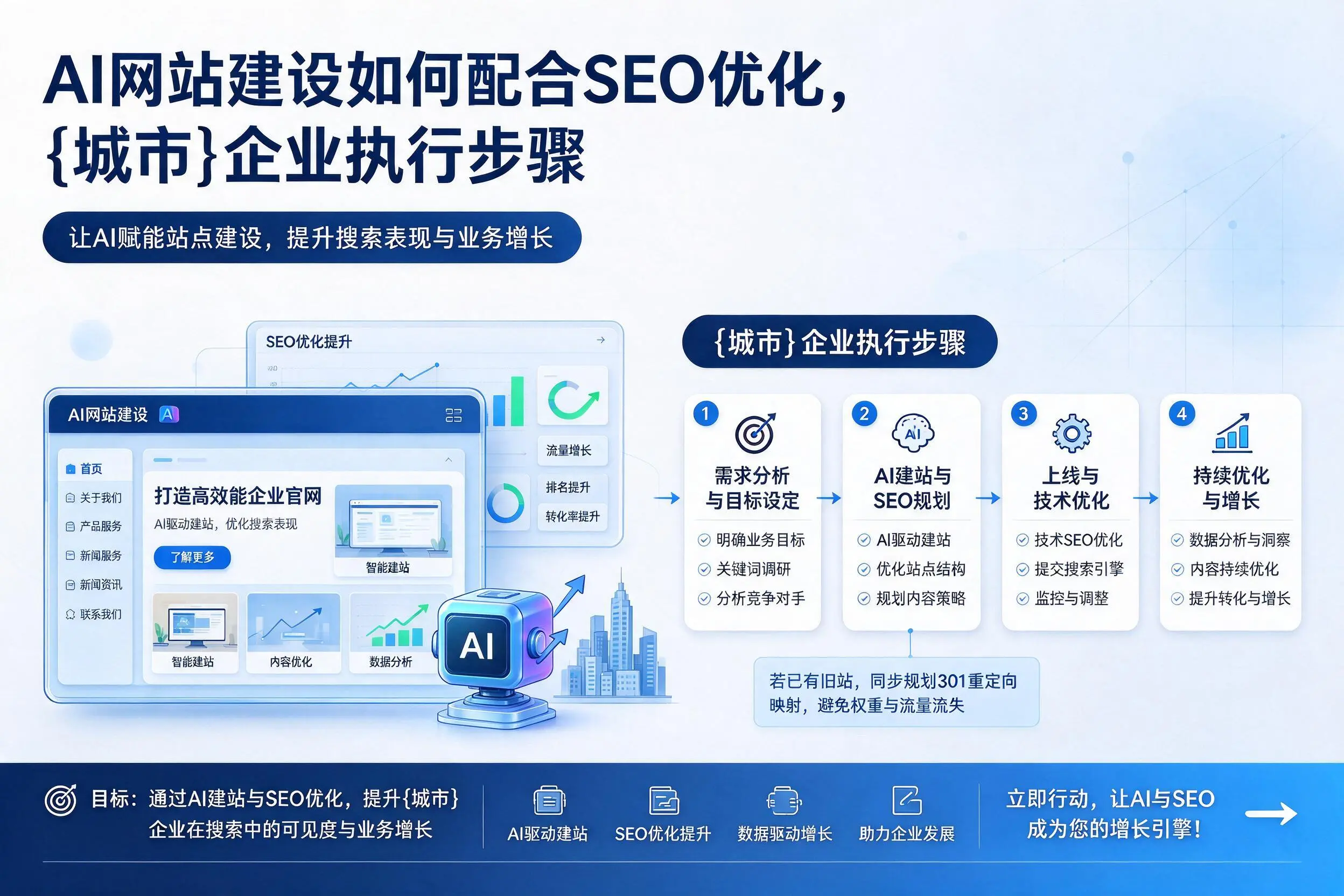 AI网站建设如何配合SEO优化,青岛企业执行步骤