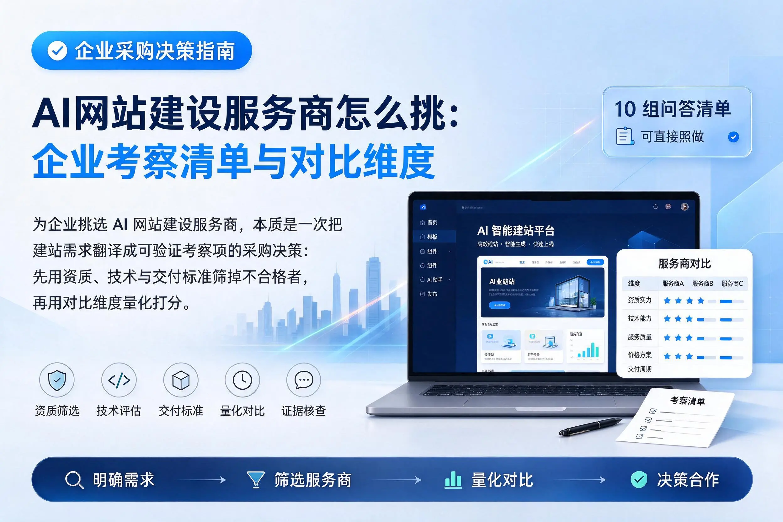 AI网站建设服务商怎么挑:青岛企业考察清单与对比维度