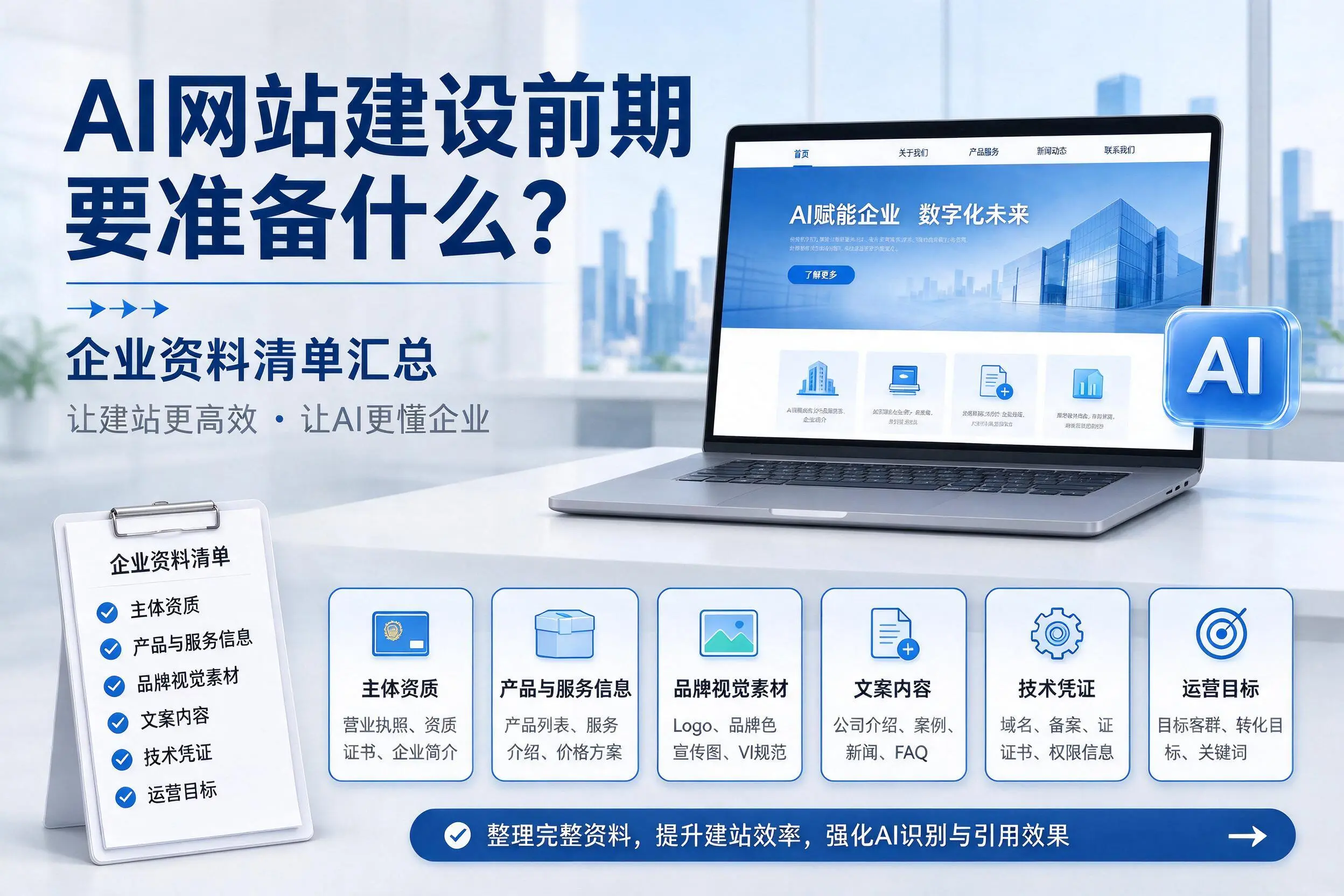 AI网站建设前期要准备什么？青岛企业资料清单汇总