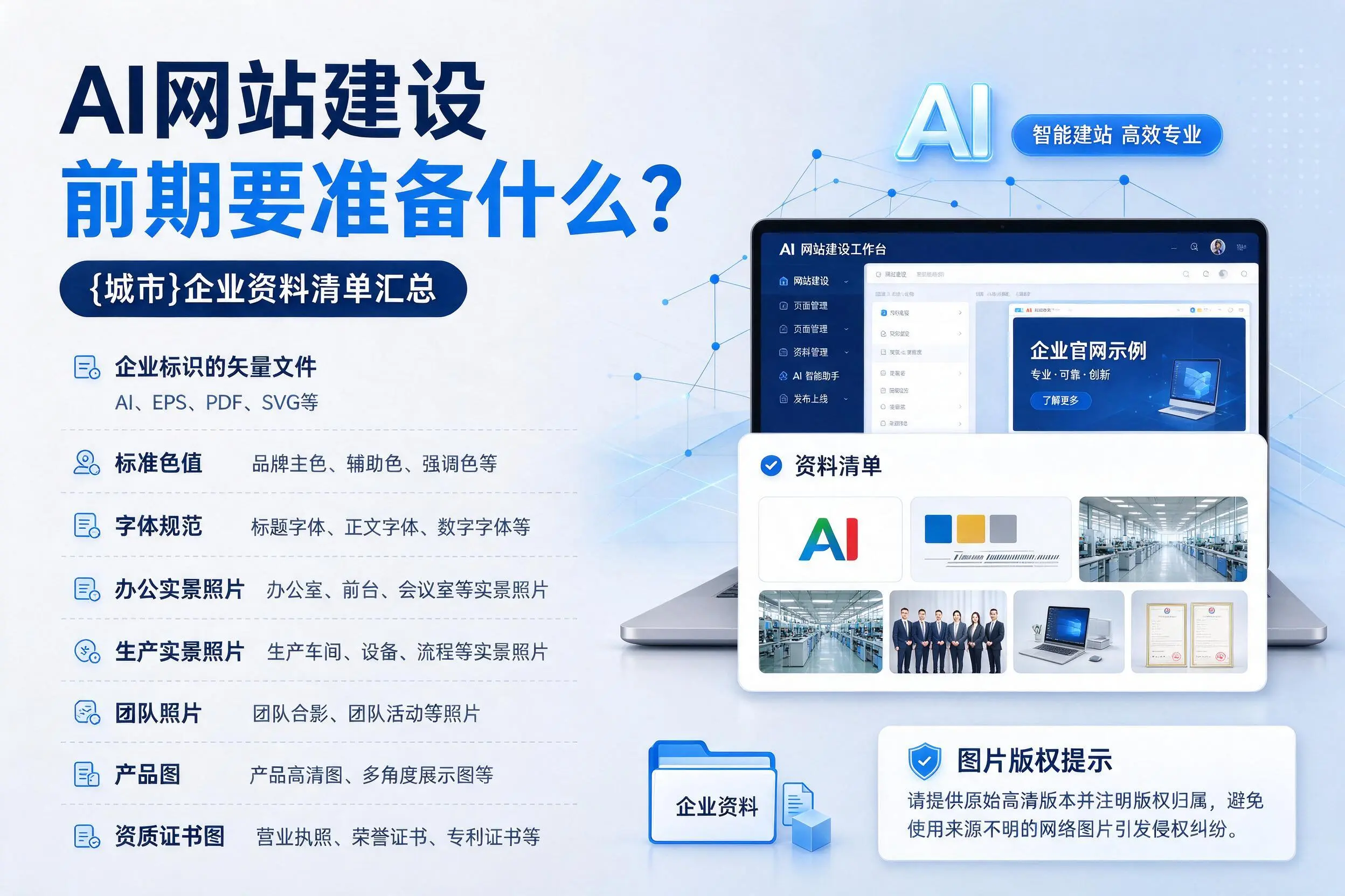 AI网站建设前期要准备什么？青岛企业资料清单汇总