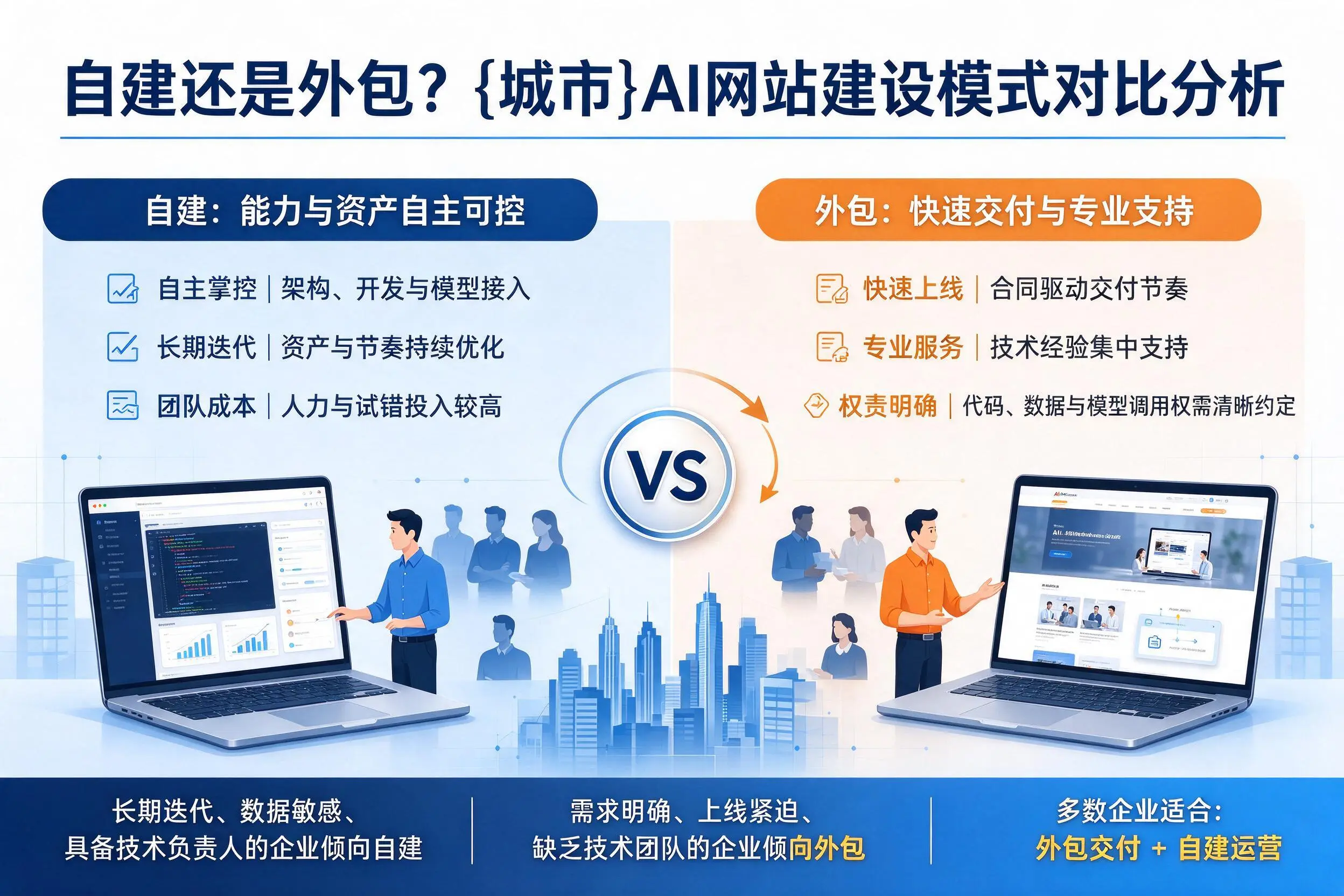自建还是外包?青岛AI网站建设模式对比分析