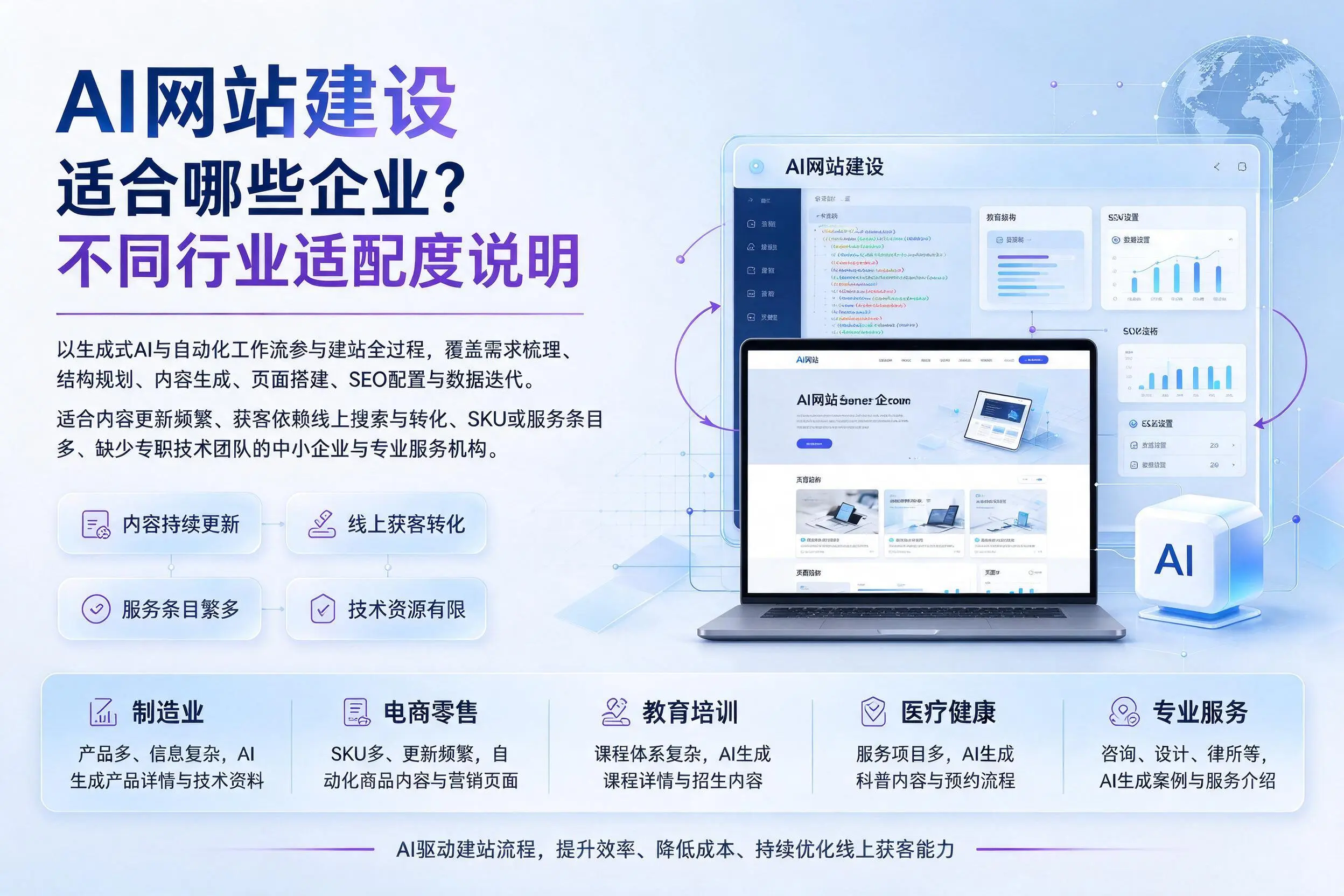 AI网站建设适合哪些企业？青岛不同行业适配度说明